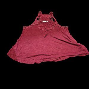 Aeropostale Burgundy Crochet Trim Tank Top – Size Large – Boho Sleeveless